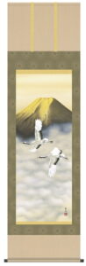 【掛け軸／掛軸／富士山】<br>金富士双鶴（伊藤　香旬）<br>【送料無料】【代引手数料無料】