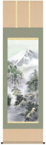 掛け軸／掛軸／かけじく【山水画】<br>富峰渓谷（中山　雪邨）<br>【送料無料】【代引き手数料無料】