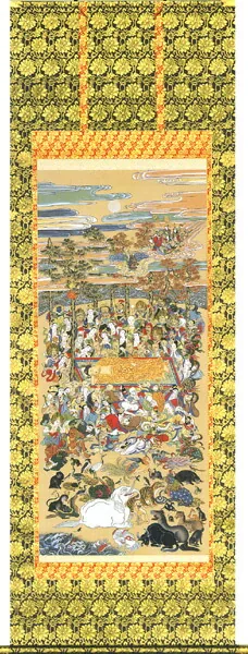 掛け軸／掛軸 釈迦涅槃図（松井 翔雲） 桐箱収納 お盆 お彼岸 法事 肉筆 ニルヴァーナ【送料無料】【代引手数料無料】