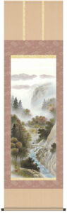 掛け軸／掛軸／かけじく【山水画】<br>四季山水【春】（中山　雪邨）<br>【送料無料】【代引き手数料無料】