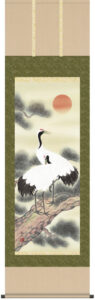 掛け軸／掛軸【鶴亀】<br>松上双鶴（浮田　秋水）<br>【送料無料】【代引手数料無料】