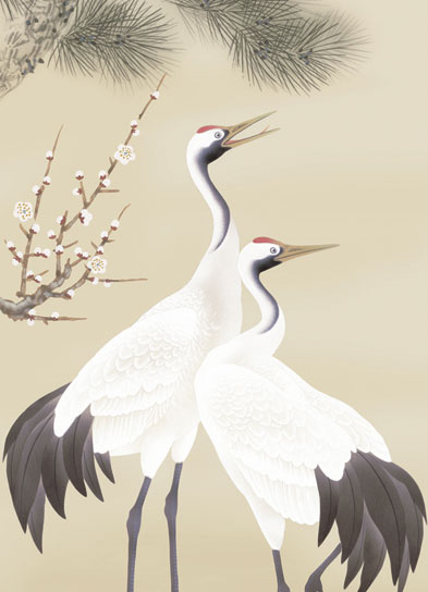 掛け軸／掛軸【鶴亀】松竹梅鶴亀（小野　洋舟）【送料無料】【代引手数料無料】