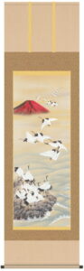 掛け軸／掛軸【鶴亀】<br>赤富士飛翔（長江　桂舟）<br>【送料無料】【代引手数料無料】