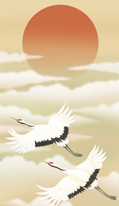 旭日・日の出 【掛け軸／掛軸】旭日飛翔（伊藤 渓山） 商品画像