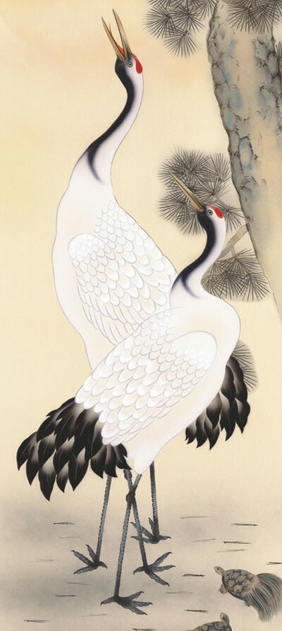 掛け軸(掛軸)【尺三幅】老松鶴亀（鈴村　秀山）【送料無料】【代引き手数料無料】