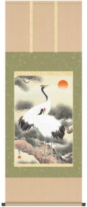 掛け軸／掛軸【鶴亀】<br>松上双鶴（山村　観峰）【尺五あんどん】<br>【送料無料】【代引手数料無料】