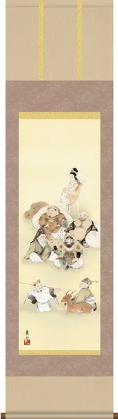 掛け軸 (掛軸)【尺三幅】 七福神(榎本東山) 【送料無料】【代引手数料無料】