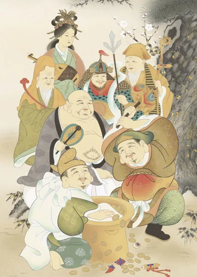 七福神 掛軸【縁起開運】七福神（鵜飼 雄平） 商品画像