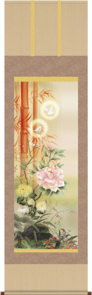 掛け軸／掛軸（かけじく）【縁起開運】 吉祥百花繚乱図（片山 観雪） 【送料無料】【代引き手数料無料】