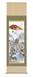 掛け軸／掛軸／かけじく【縁起開運】<br>赤富士四神万全図（有馬　荘園）<br>【送料無料】【代引き手数料無料】【富士山　年中掛け　贈答用　開運】