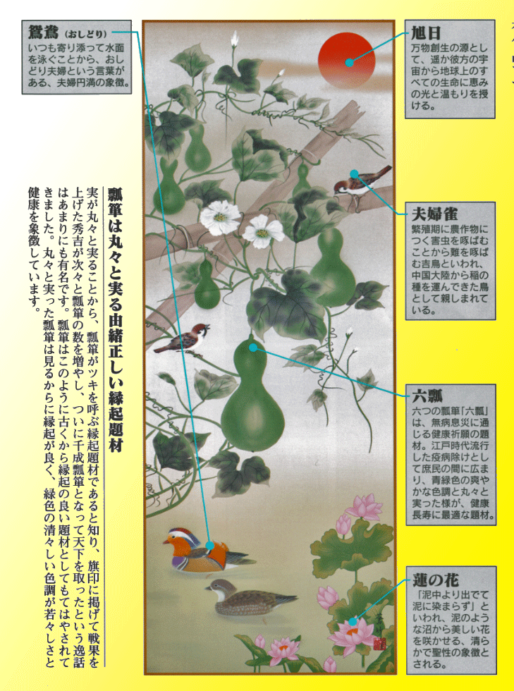 六瓢 掛軸【縁起開運】六瓢息災鴛鴦図（井原 蒼竹） 商品画像