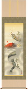 掛け軸／掛軸／かけじく【縁起開運】<br>十二神将昇龍図（石田　芳園）<br>　家運隆盛　龍神　富士【送料無料】【代引き手数料無料】