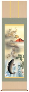 掛け軸／掛軸【縁起開運】<br>天龍昇鯉吉祥図（石田　芳園）<br>　　家運隆盛　開運　龍　鯉【送料無料】【代引き手数料無料】
