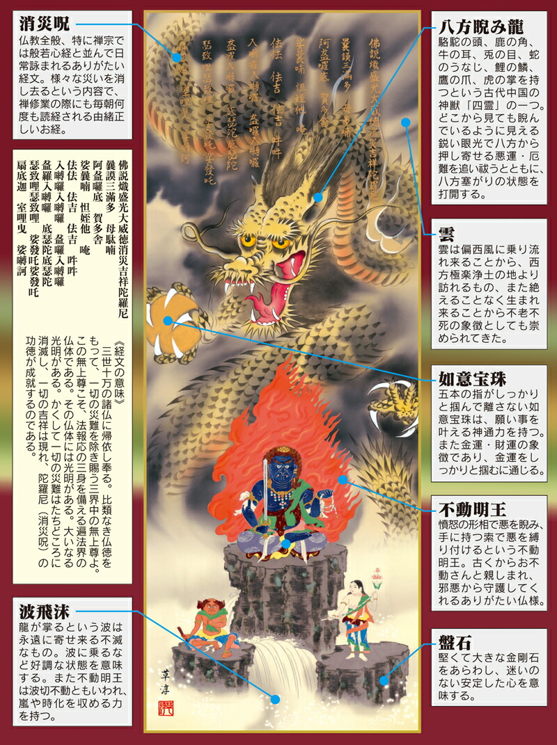 虎・龍 掛軸【縁起開運】消災不動龍神図（江藤 草淳） 商品画像