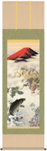掛け軸／掛軸／かけじく【龍】【昇鯉】<br>天龍昇鯉吉祥図（長江　桂舟）<br>　家運隆盛　龍　鯉　開運【送料無料】【代引き手数料無料】