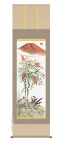 掛け軸／掛軸【縁起開運／尺三】 紅白南天霊峰図（須藤 栄心） 【送料無料】【代引き手数料無料】
