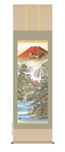 掛け軸／掛軸【縁起開運／尺三桐箱】 招福赤富士来光図（宇崎 洋山） 【送料無料】【代引き手数料無料】【富士山 年中掛け 贈答用 開運】