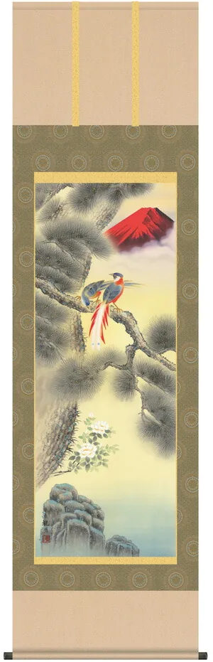 開運画 掛軸【慶祝画】不老長春（森山 観月） 商品画像