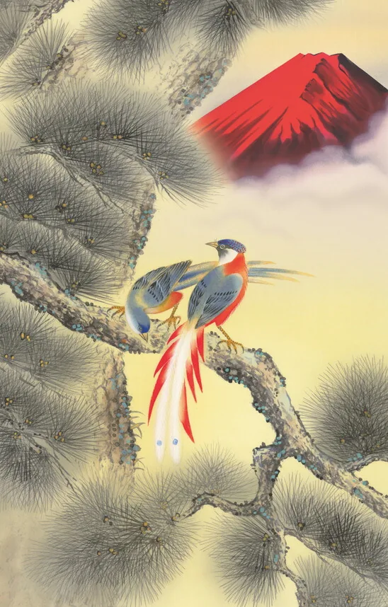開運画 掛軸【慶祝画】不老長春（森山 観月） 商品画像