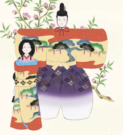 桃の節句・お雛様 掛軸【お雛さま】立雛（野川 秀華） 商品画像