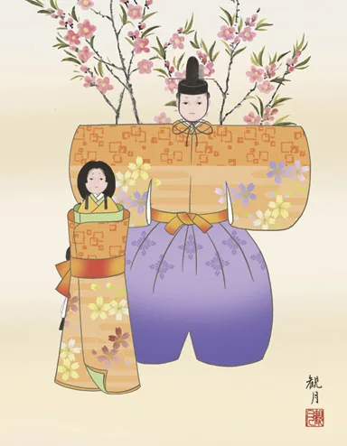 桃の節句・お雛様 掛軸【お雛さま】立雛（森山 観月） 商品画像