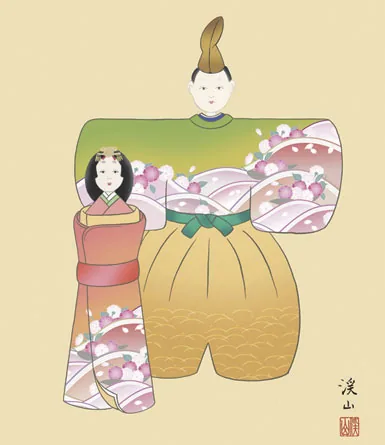 桃の節句・お雛様 掛軸【お雛さま】立雛（伊藤 渓山） 商品画像