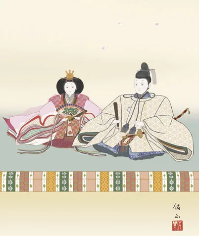 桃の節句・お雛様 掛軸【お雛さま】段雛（奥居 佑山） 商品画像