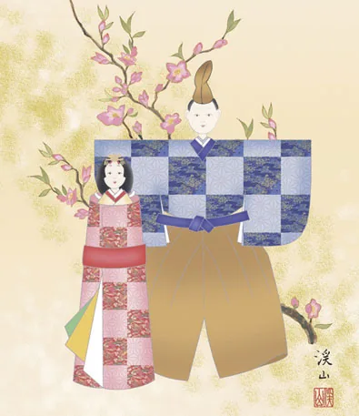 桃の節句・お雛様 掛軸【お雛さま】立雛（伊藤 渓山） 商品画像