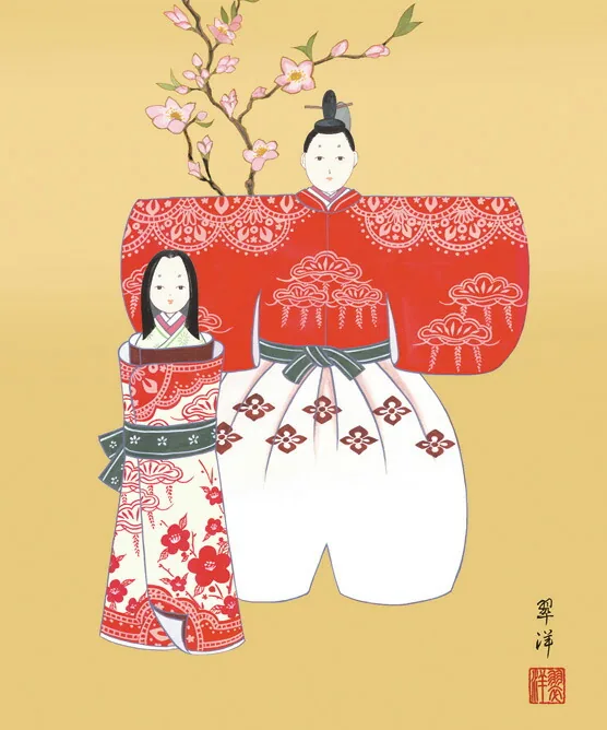桃の節句・お雛様 掛軸【お雛さま】立雛（遠山 翠洋） 商品画像