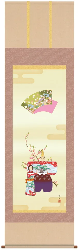 桃の節句・お雛様 掛軸【お雛さま】立雛（伊藤 渓山） 商品画像