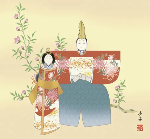 桃の節句・お雛様 掛軸【お雛さま】立雛（野川 秀華） 商品画像