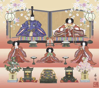 桃の節句・お雛様 掛軸【お雛さま】段飾り雛（伊藤 香旬） 商品画像
