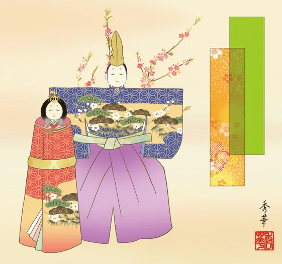桃の節句・お雛様 掛軸【お雛さま】立雛（野川 秀華） 商品画像