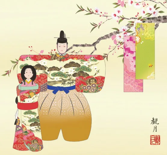 桃の節句・お雛様 掛軸【お雛さま】立雛（森山 観月） 商品画像