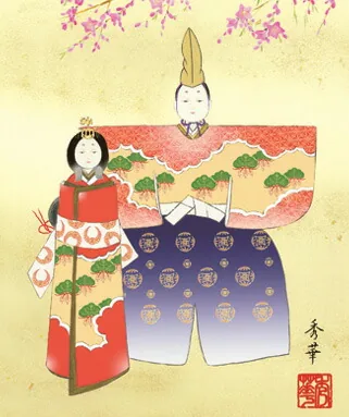 桃の節句・お雛様 掛軸【お雛さま】立雛（野川 秀華）[尺幅] 商品画像