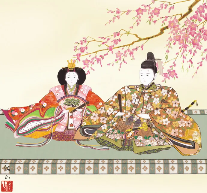 桃の節句・お雛様 掛軸【お雛さま】段雛（奥居 佑山） 商品画像