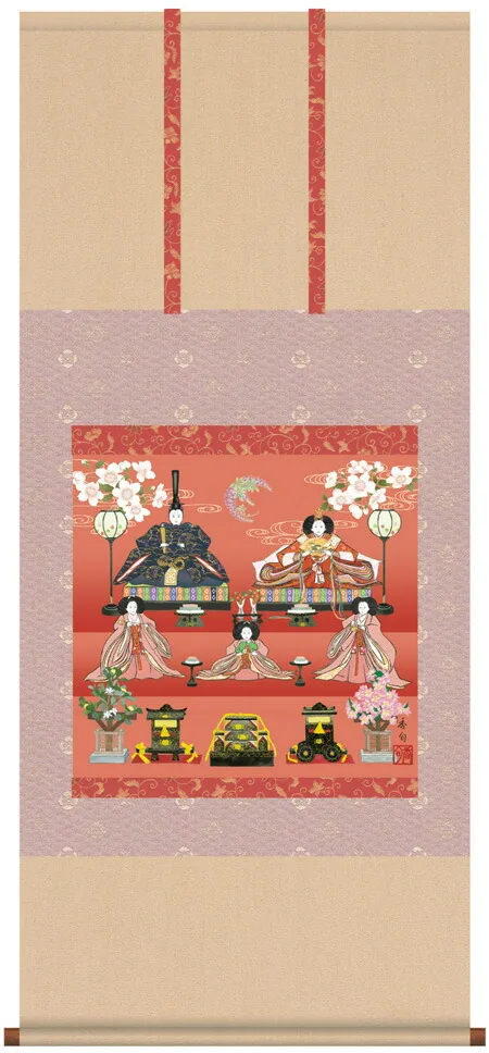 桃の節句・お雛様 掛軸【お雛さま】段飾り雛（伊藤 香旬） 商品画像