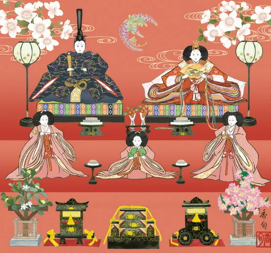 桃の節句・お雛様 掛軸【お雛さま】段飾り雛（伊藤 香旬） 商品画像