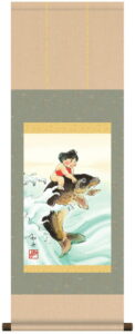 掛け軸(掛軸)【尺幅】<br>大昇鯉（美原　如舟）<br>【送料無料】【代引手数料無料】
