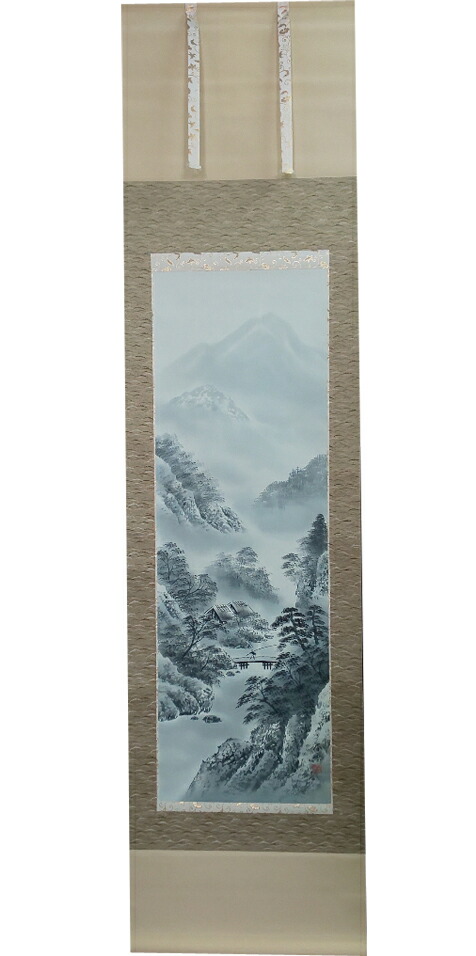掛け軸／掛軸　水墨山水（林春雪）<br>【送料無料】【代引き手数料無料】