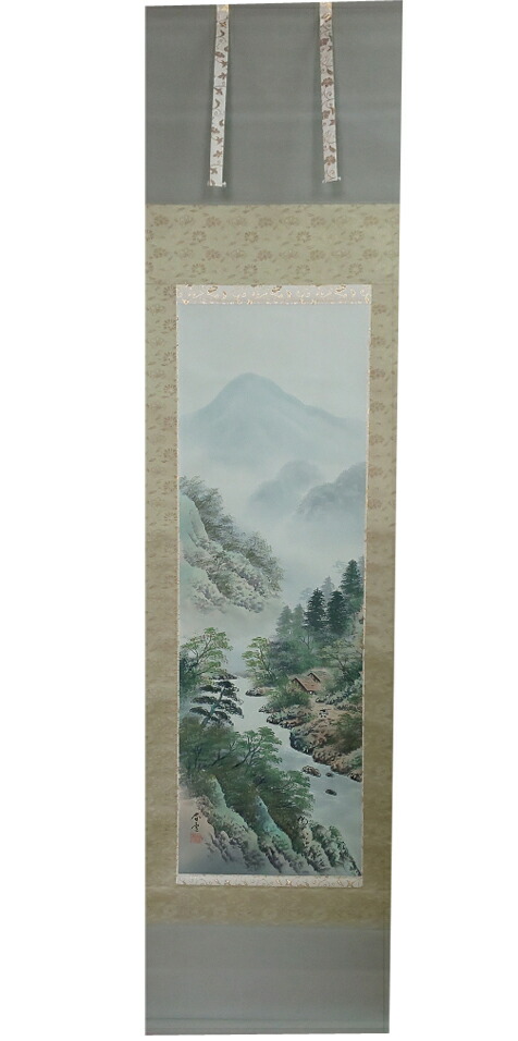 掛け軸／掛軸　彩色山水（林春雪）<br>【送料無料】【代引き手数料無料】