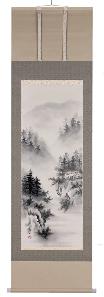 掛け軸／掛軸　水墨山水（佐藤卓也）<br>【送料無料】【代引き手数料無料】