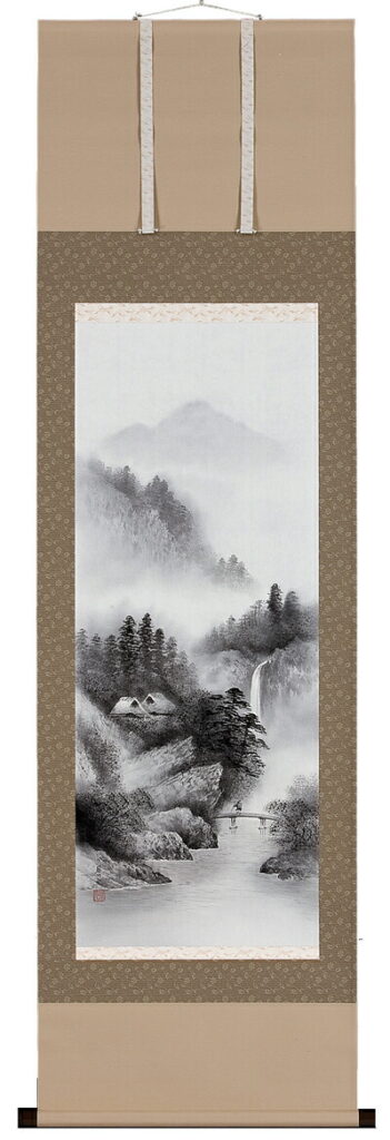 掛け軸／掛軸　彩色山水（今村景元）<br>【送料無料】【代引き手数料無料】