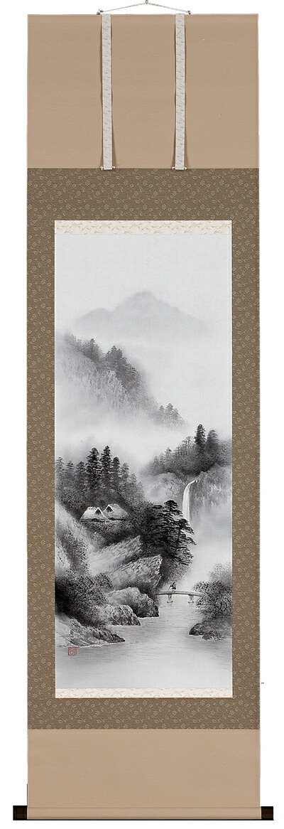 掛け軸／掛軸　彩色山水（今村景元）<br>【送料無料】【代引き手数料無料】