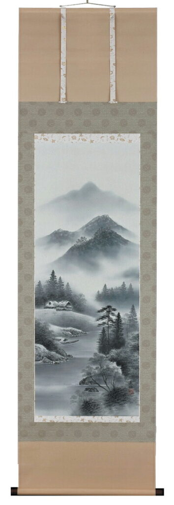 掛け軸／掛軸　水墨山水（野村英仙）<br>【送料無料】【代引き手数料無料】