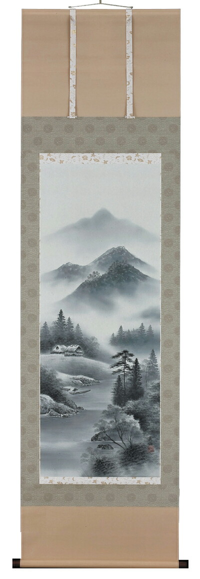 掛け軸／掛軸　水墨山水（野村英仙）<br>【送料無料】【代引き手数料無料】