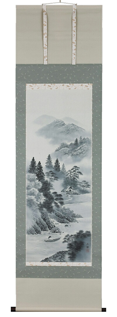 掛け軸／掛軸　水墨山水（川島広陽）<br>【送料無料】【代引き手数料無料】