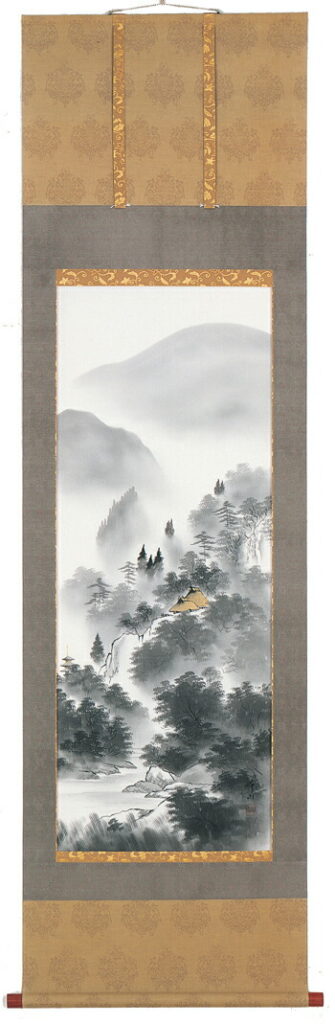 掛け軸／掛軸　水墨山水（今西峰山）<br>【送料無料】【代引き手数料無料】