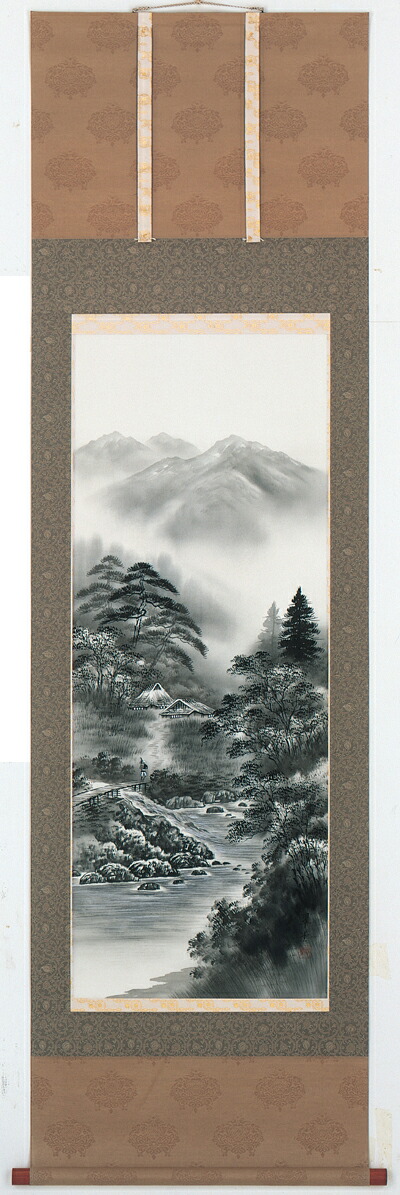 掛け軸／掛軸　水墨山水（田中翠堂）<br>【送料無料】【代引き手数料無料】