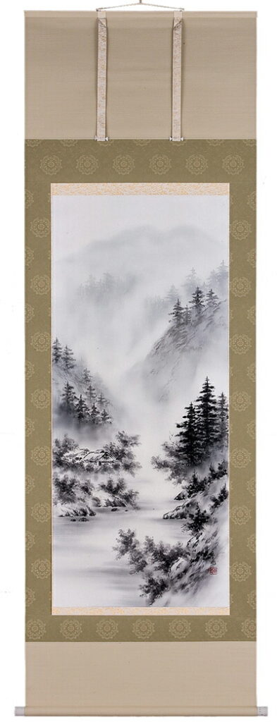 掛け軸／掛軸　水墨山水（佐藤卓也）<br>【送料無料】【代引き手数料無料】